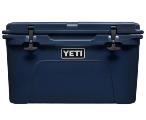 Navy blue YETI cooler