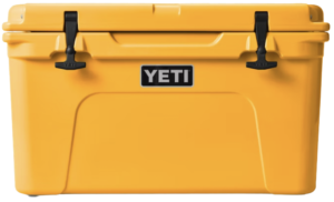 Bright yellow YETI cooler