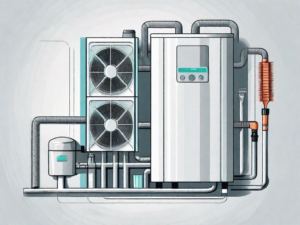 A heat pump with its coils exposed