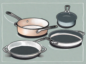 Anolon pans in various stages of cleaning