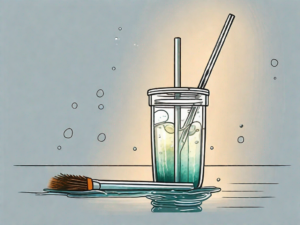 A tervis straw submerged in warm soapy water