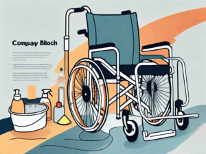 A wheelchair with its wheels detached