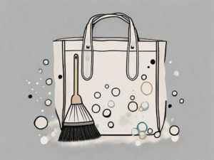 A marc jacobs canvas tote bag with a brush and bubbles around it