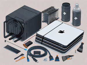 A disassembled ps4 pro with a focus on the heatsink