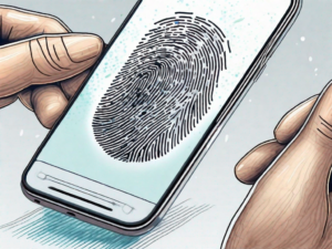 A close-up view of a smartphone's touch id fingerprint sensor