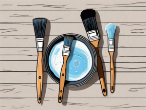 Various paint brushes with visible latex paint on them