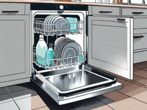 A ge dishwasher with its door open