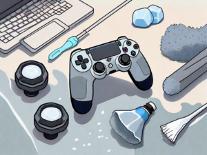 A ps4 controller with its thumb sticks highlighted