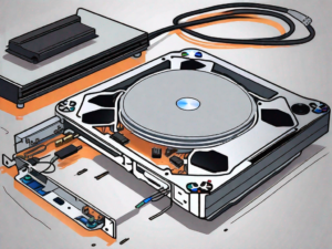 A ps4 slim console partially disassembled