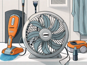 A lasko fan disassembled into parts