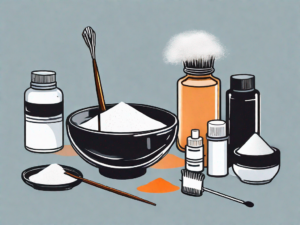 A variety of hats scattered around a bowl of borax powder with a small brush nearby